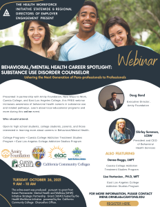 Behavioral/Mental Health Career Spotlight: Substance Use Disorder Counselor Webinar Flyer
