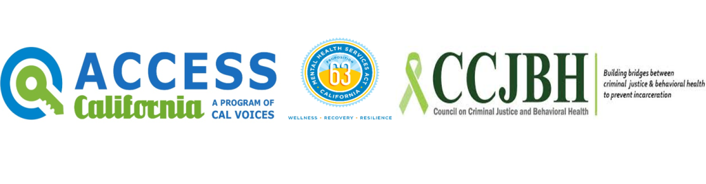 ACCESS California, California Mental Health Services Act, and CCJBH logos