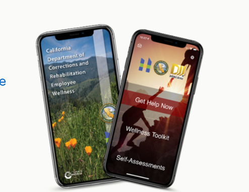 two phones running CDCR Wellness App 