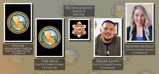 Distinguished Service Medal honorees Hector Hernandez-Garcia, Teri Isola, Oscar Lopez and Skylynn Murillo.