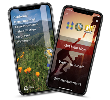 two phones showing CDCR Wellness app