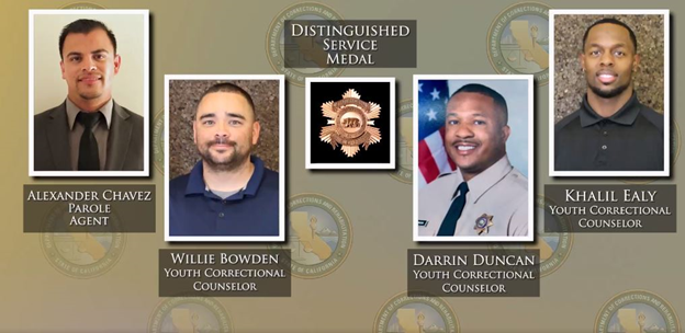 Distinguished Service Medal honorees Alex Chavez, Willie Bowden, Darrin Duncan and Khalil Ealy.
