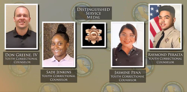 Distinguished Service Medal honorees Don Green, IV, Sade Jenkins, Jasmine Pena and Raymond Peralta.