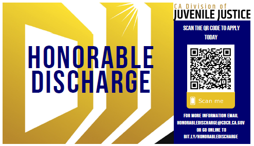 business card with QR code for Honorable Discharge application