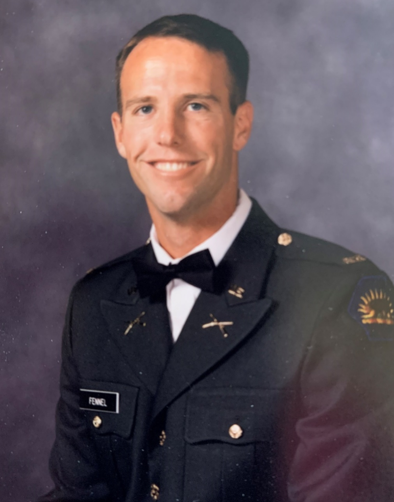 CA Army National Guard 2nd Lt. Fennel in 1997 while working at O H Close, Johanna Boss High School.