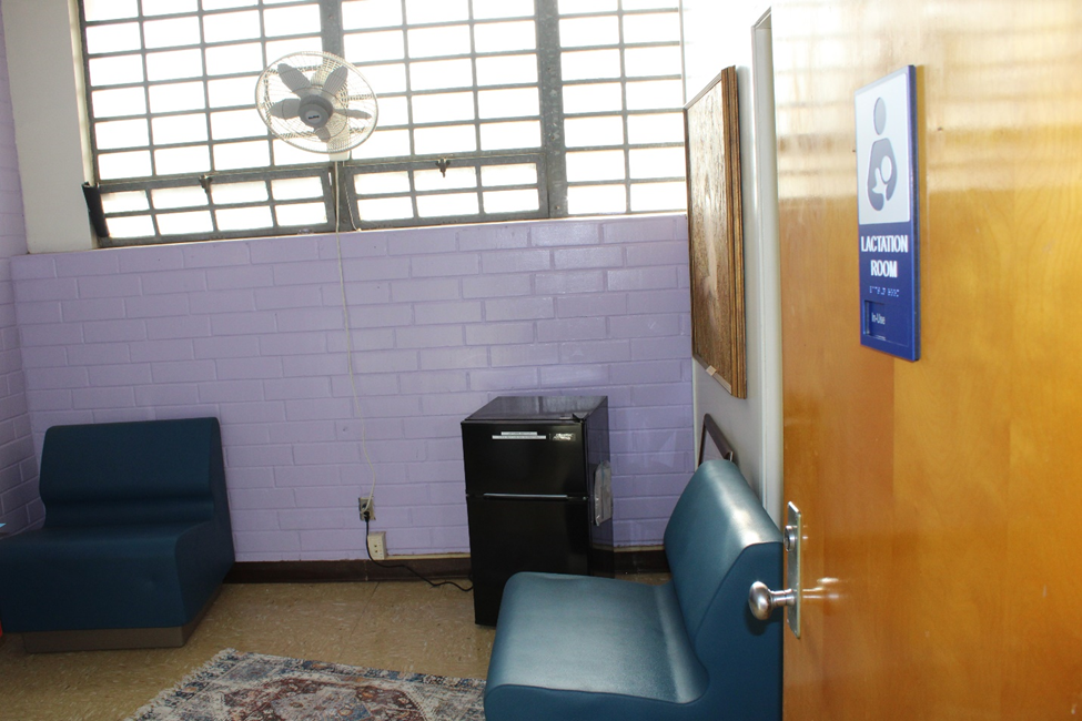 The newly painted and reappointed Lactation Room at VYCF, dedicated in the name of Youth Administrator Cynthia Brown.
