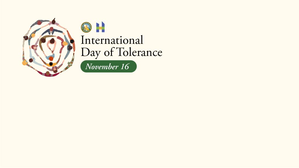 International Day of Tolerance Nov 16 with graphic people holding hands