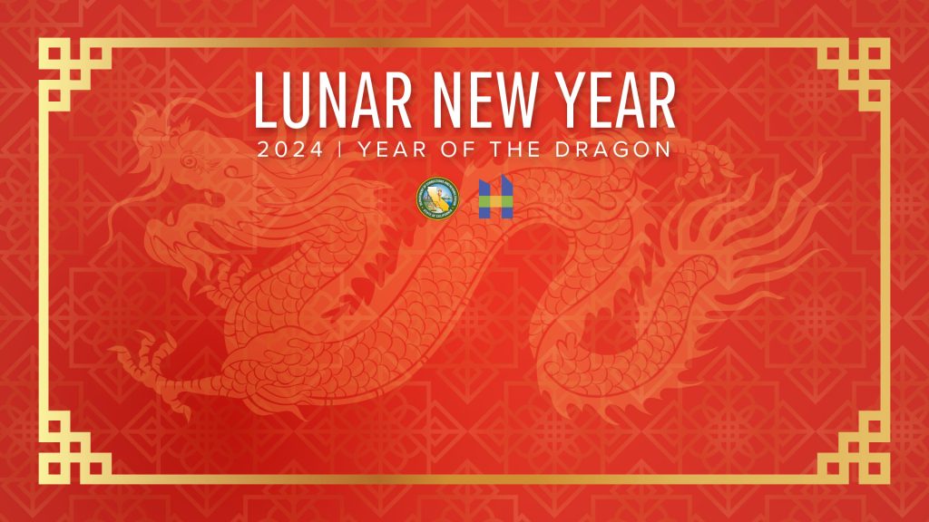 Lunar New Year with orange dragon background