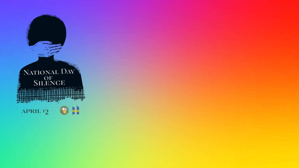 Hand over mouth graphic shadow for National Day of Silence