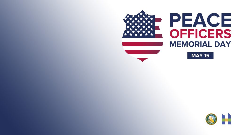 Peace officers memorial day May 15 with badge shaped American flag