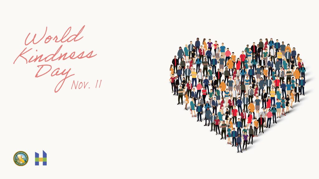World Kindness Day November 11th with heart shape made up of diverse individuals