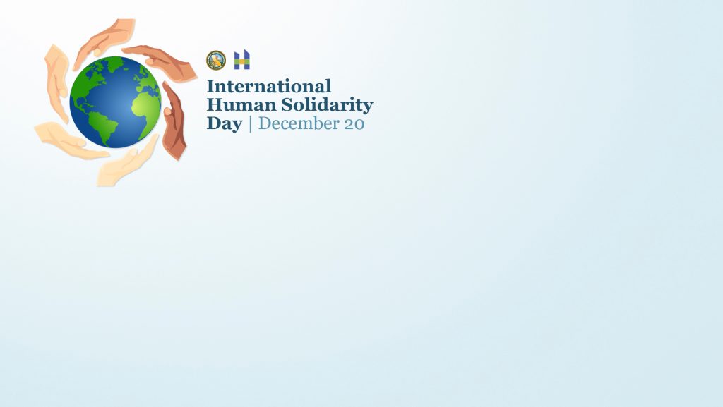 International Human Solidarity Day with diverse hands encircling the Earth