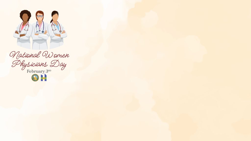 National Women's Physicians Day February 3rd with drawing of diverse group of women