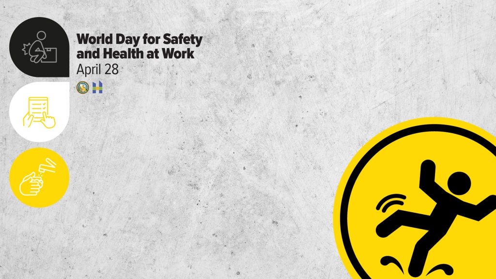 World Day for Safety and Health at Work on April 28, 2025, on grey background