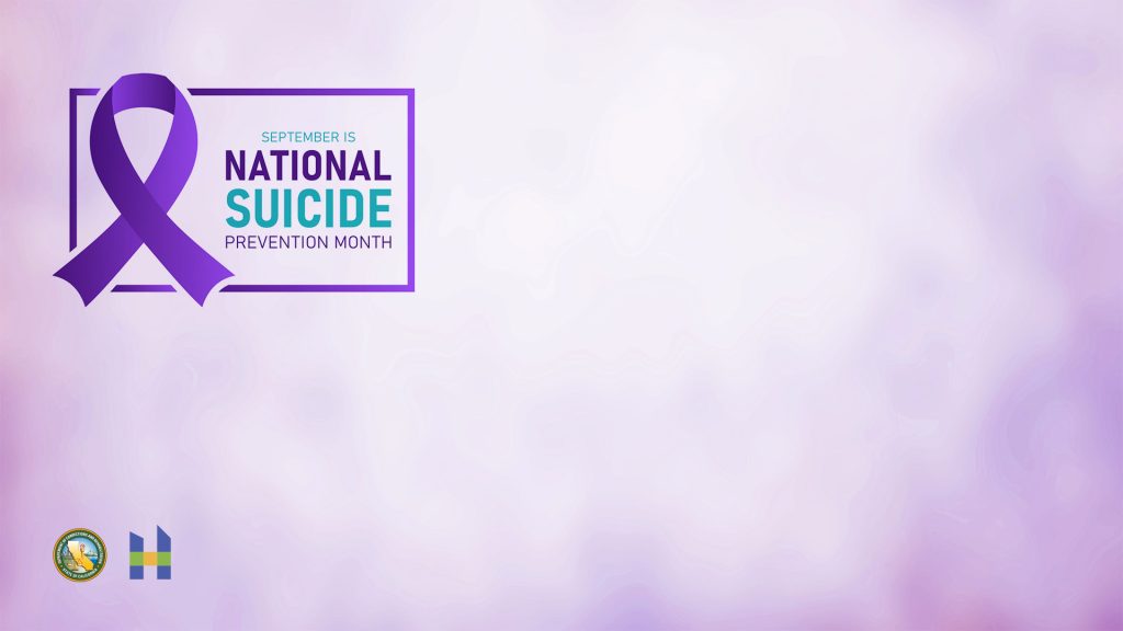 National Suicide Prevention Month on purple background with purple ribbon