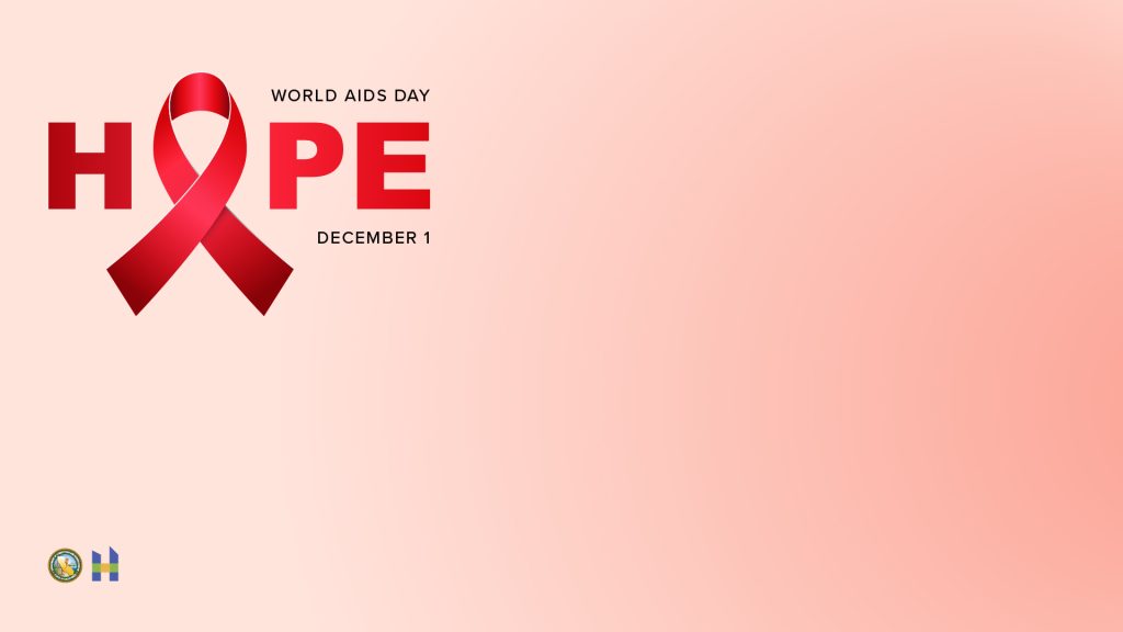 World AIDS Day December 1 with red hope ribbon