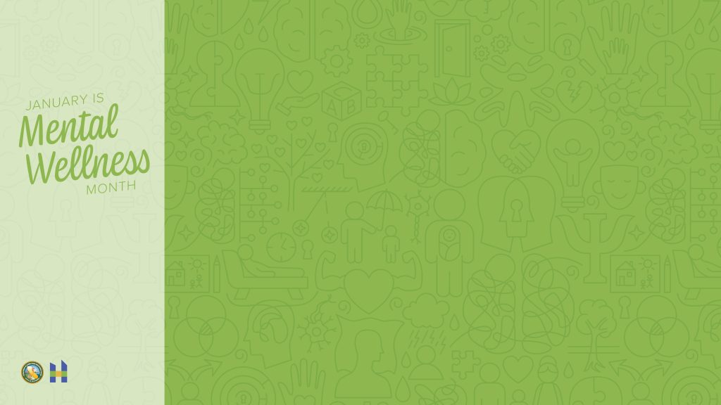 January is mental health awareness month on green background