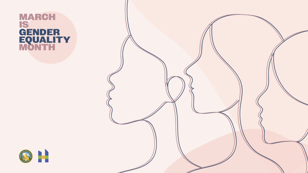 March is gender equality month on peach background