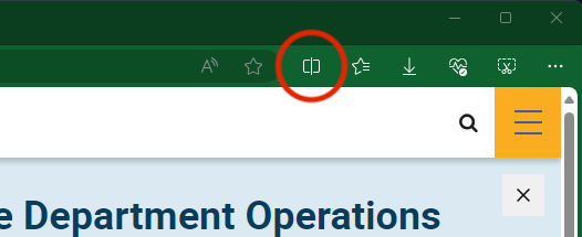 screenshot of Microsoft edge split screen icon