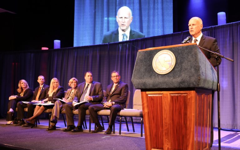 Medal of Valor 2016 with Governor Edmund G. Brown, Jr., speaking.