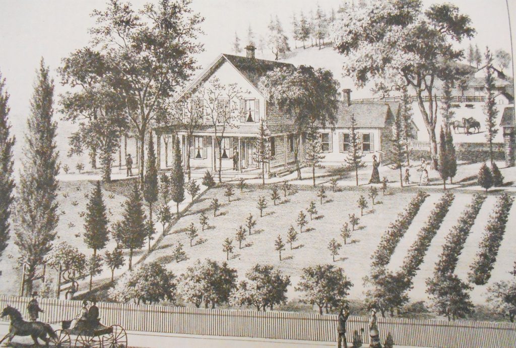 Residence of W.M. Crutcher as published in History of Placer County 1882.