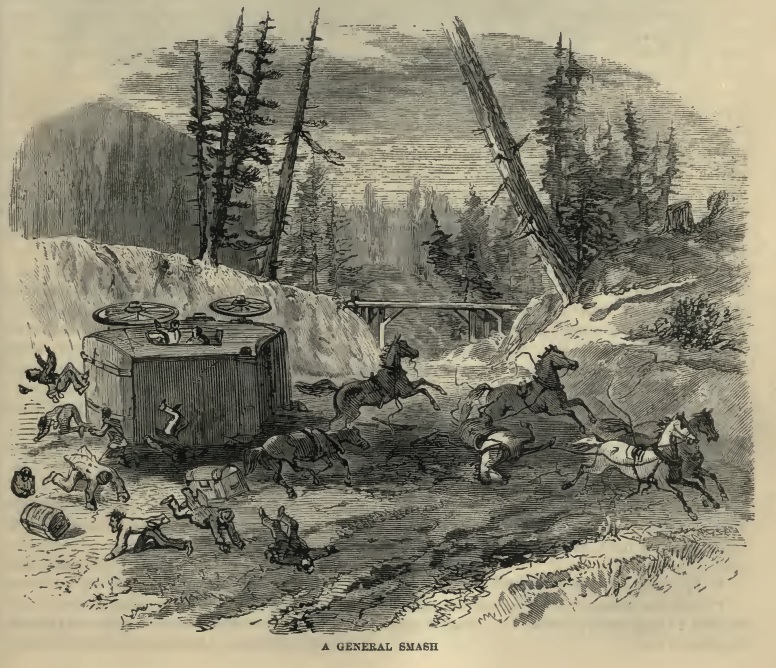 Illustration of a stagecoach crash.