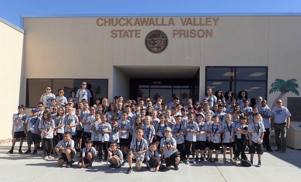 Chuckawalla Valley State Prison junior academy kids line up in front of the prison.