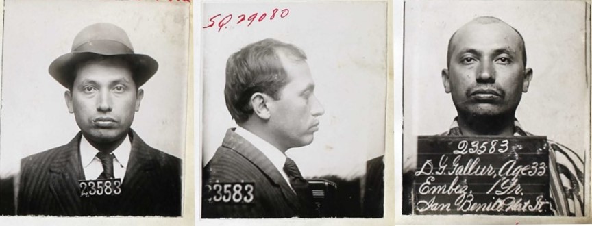Intake photos of Gallur at San Quentin in 1909.