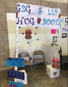 A hug booth at the prison.
