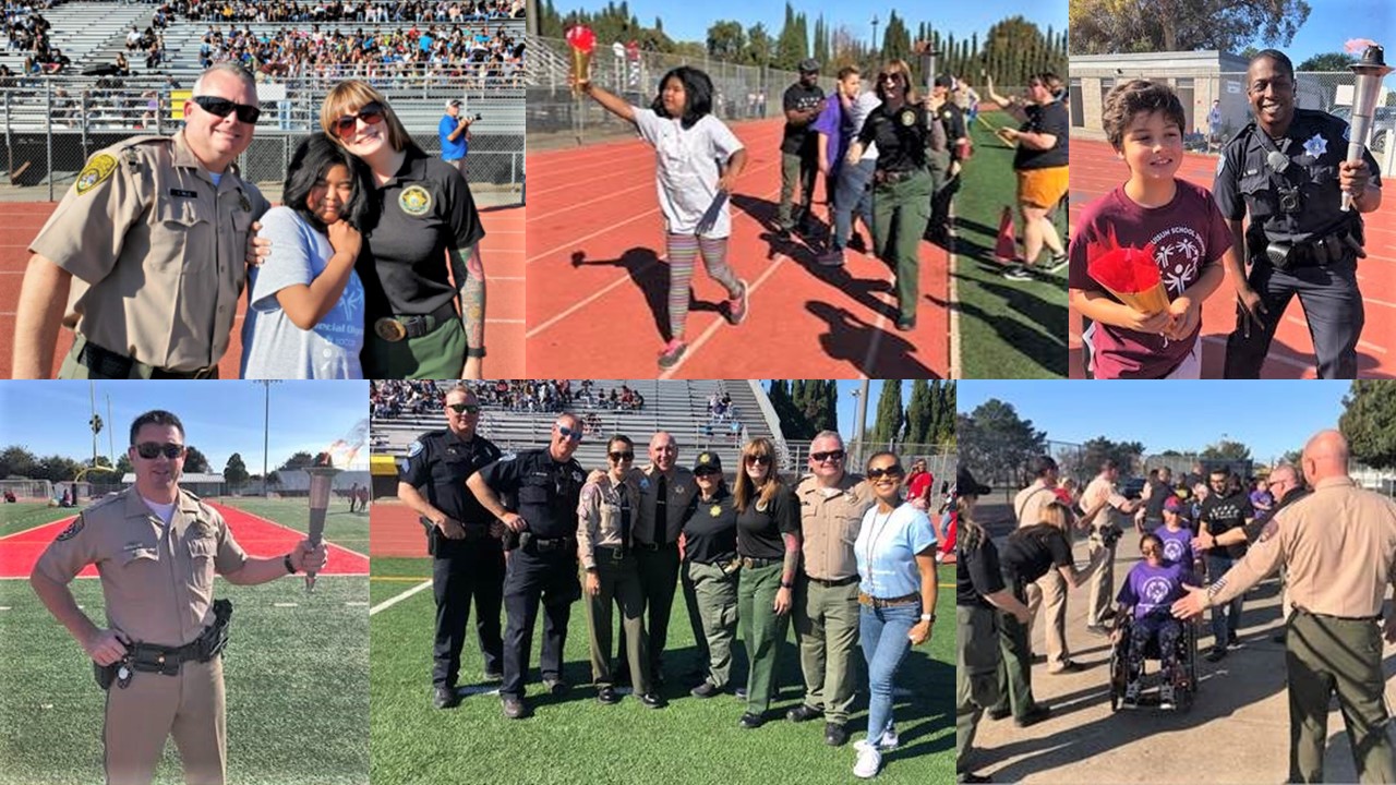 Photos of officers with Special Olympics athletes.