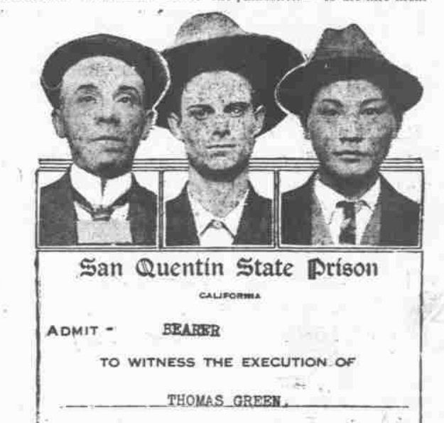 three inmate photograph in back and white with San Quentin State Prison underneath