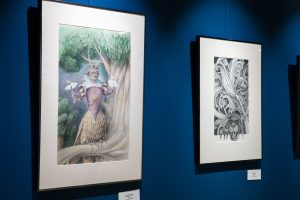 Artwork produced by inmates is displayed at a museum.