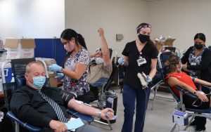 PVSP staff donate blood as part of the 20th annual Battle of the Badges blood drive.