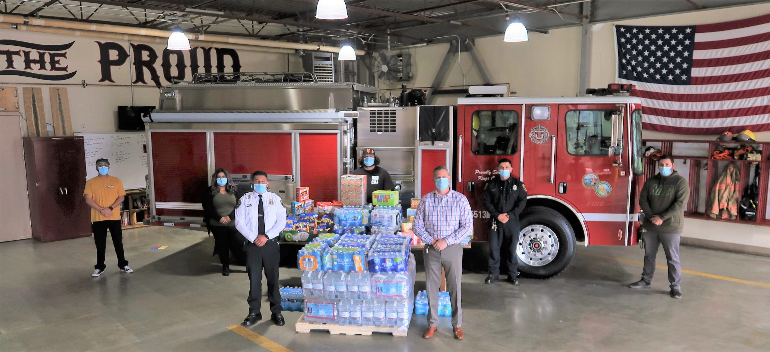 Prison fire engine and donated supplies.