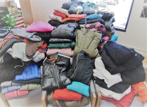 Pile of coats at Sacramento prison.