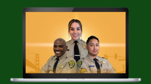 Officer virtual career fair shows three officers.