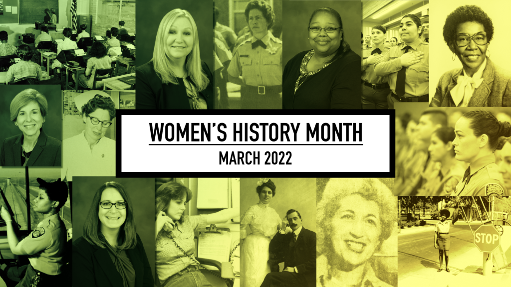 Women's History Month March 2022 text over images from CDCR past