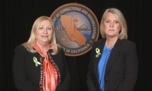NCVRW video screen grab of two women in front of CDCR logo.
