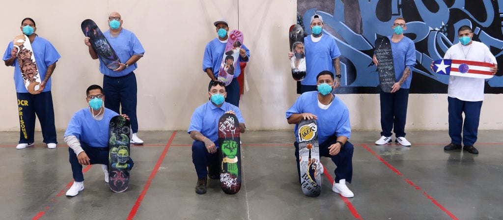 Avenal prison skateboard artists show their work.