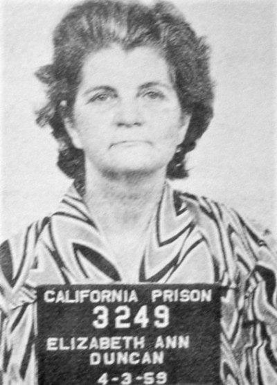San Quentin inmate booking photo 3249 Elizabeth Duncan 1959.