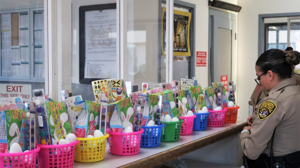 Easter baskets and a CDCR officer.