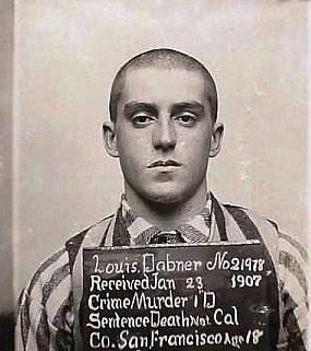 San Quentin mugshot of Louis Dabner, 1907.