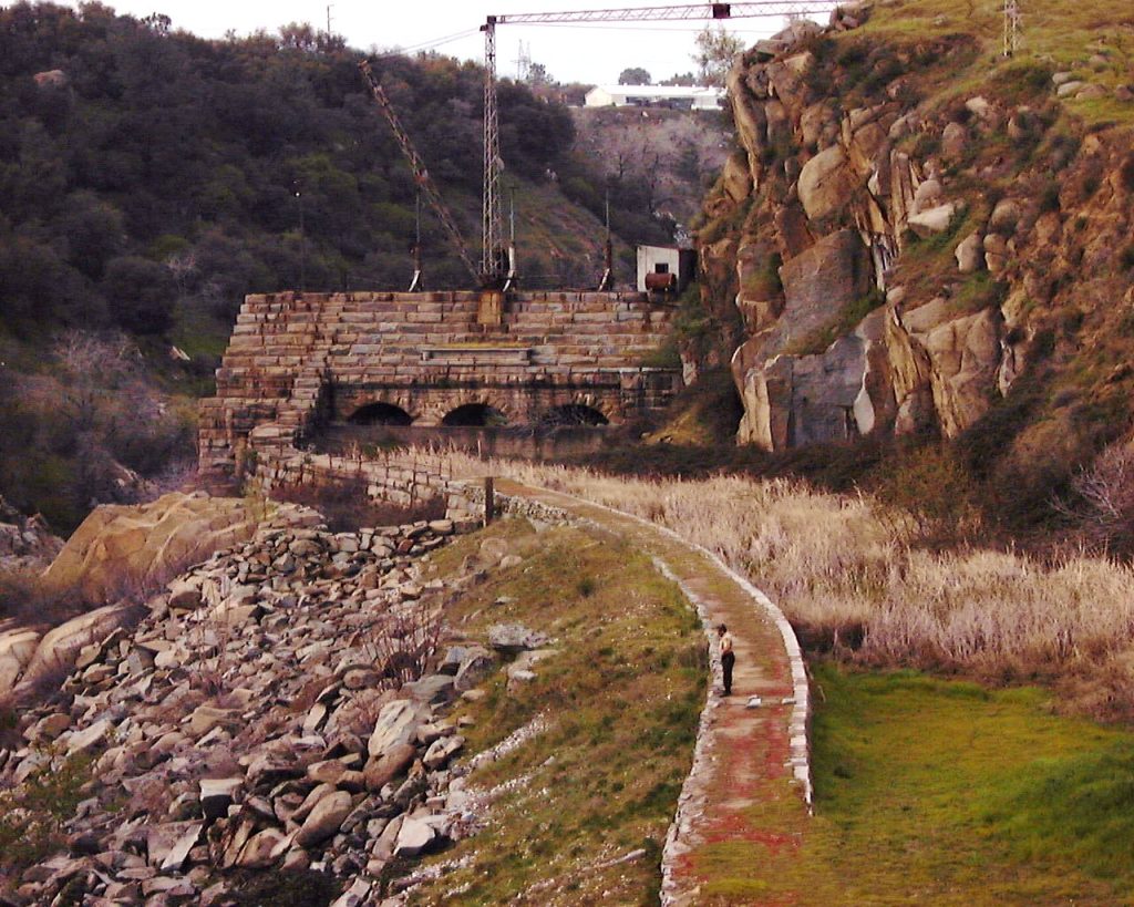Ruins of an old dam on Folsom State Prison grounds.