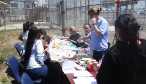 Incarcerated parents and their children in a visiting yard at California Institution for Women.