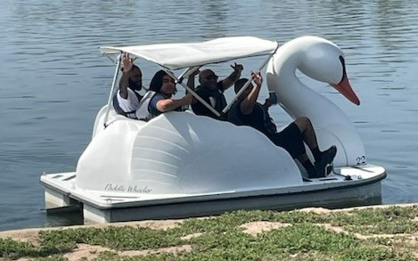 MCRP members riding in a swan boat at Day at the Park