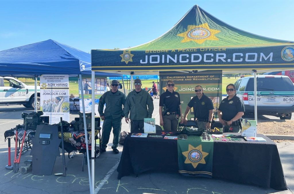 A Join CDCR booth for MCSP recruiters at the safety day event.