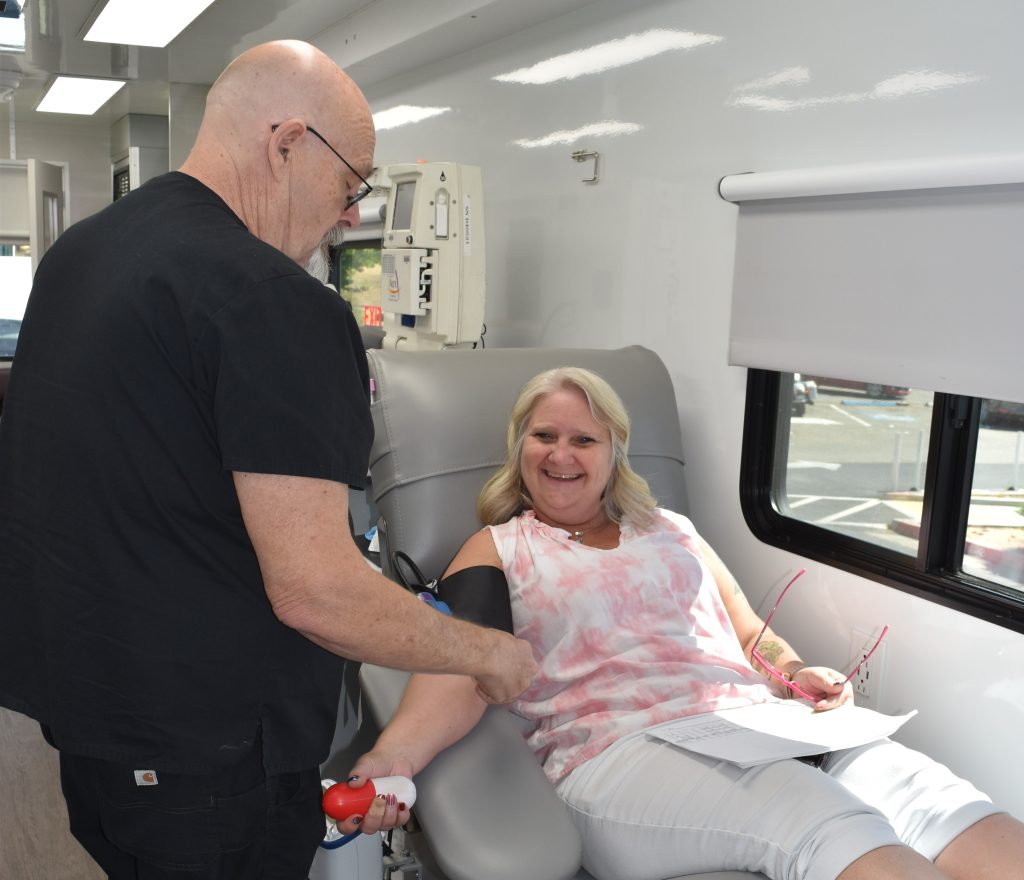 SCC staff member donates at blood drive