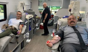 two SCC staff members at blood drive