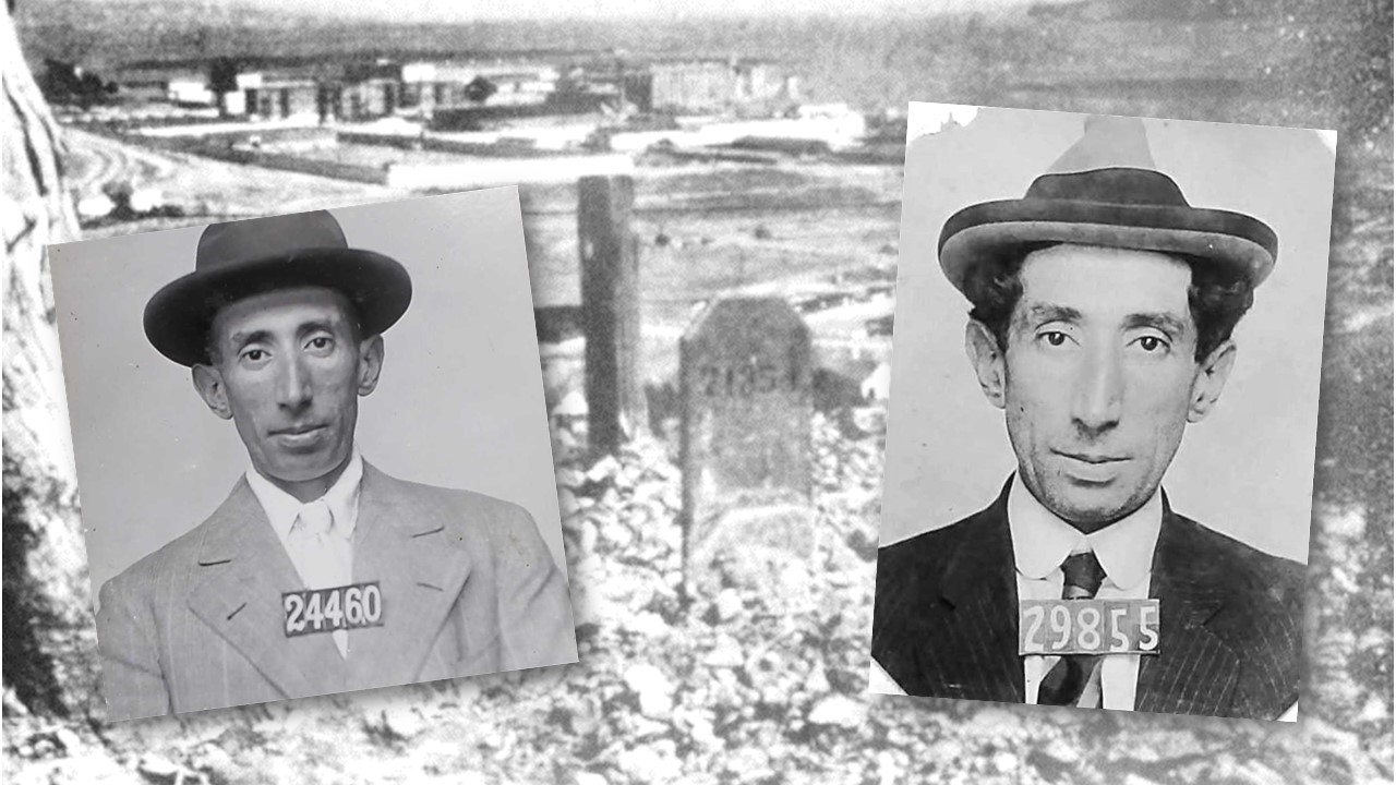 Cemetery Tales featured image background of San Quentin Prison cemetery with two superimposed photos of JC Riley and the mystery of his grave marker.