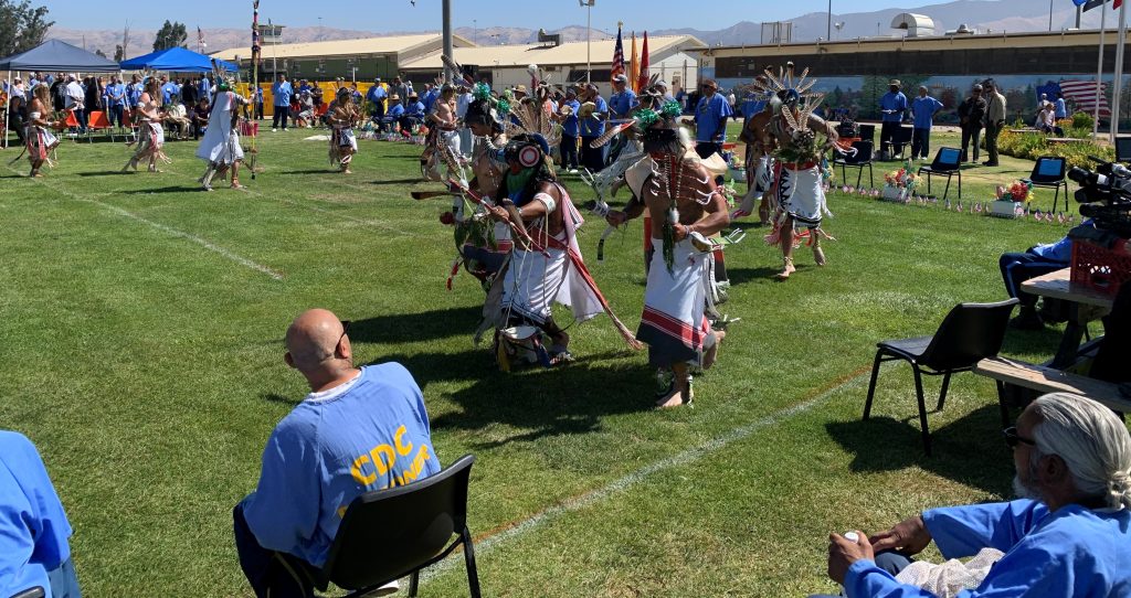 Navajo Code Talkers performing in front of audience at CTF